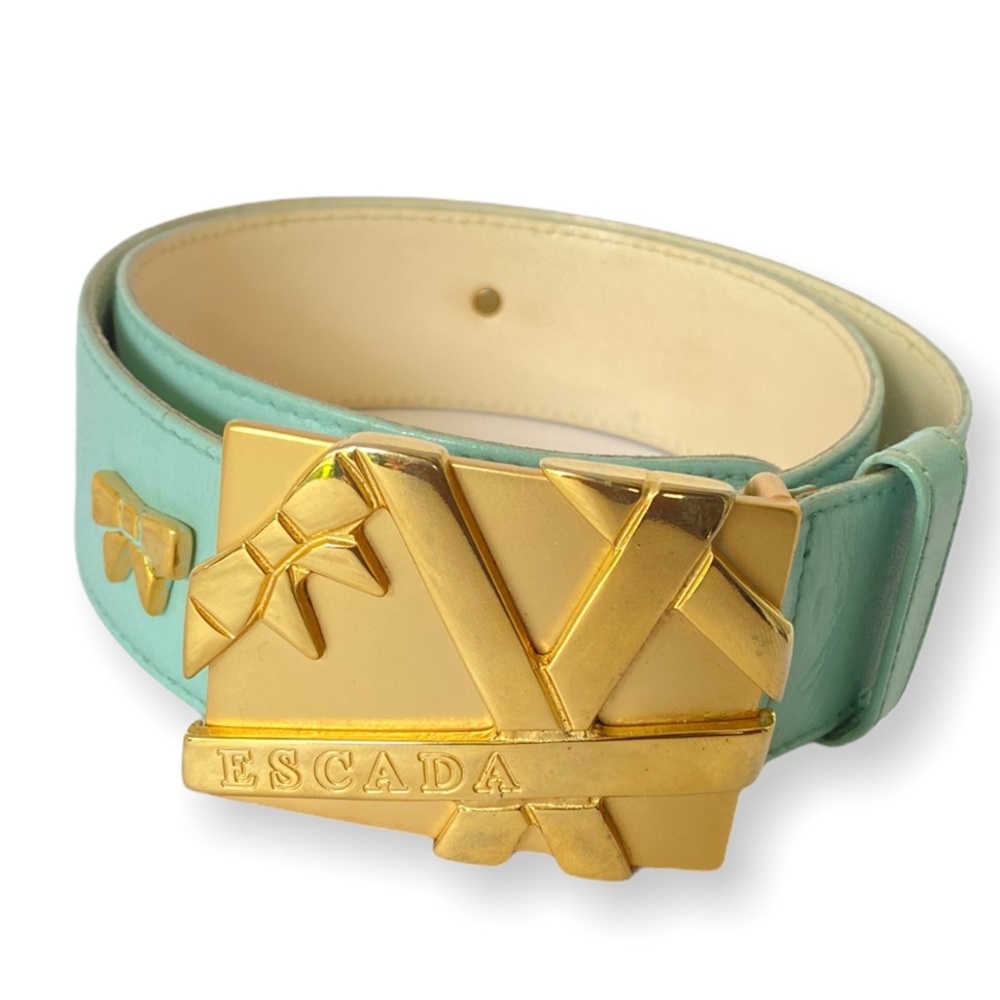 Vintage Escada bow belt gold turquoise